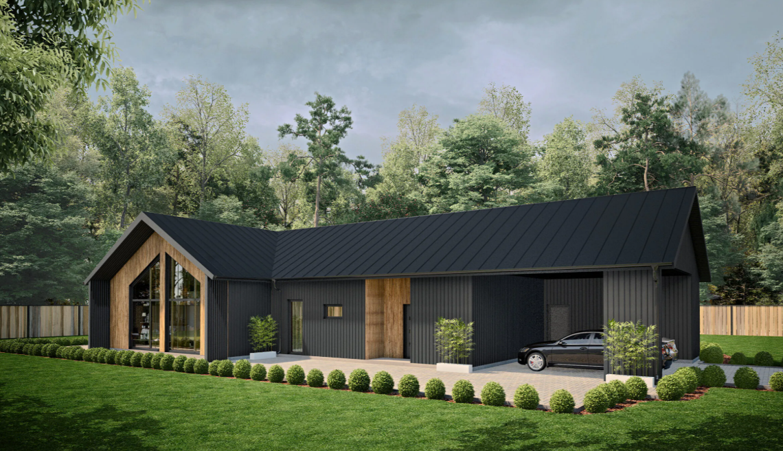 Tumehall elementmaja 3D visioon väljast