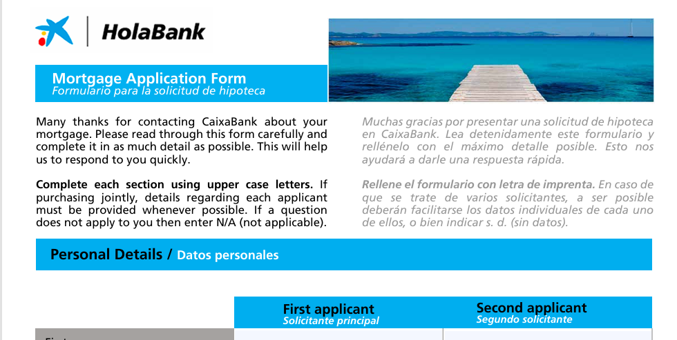 Caixabank laenutaotluse vorm