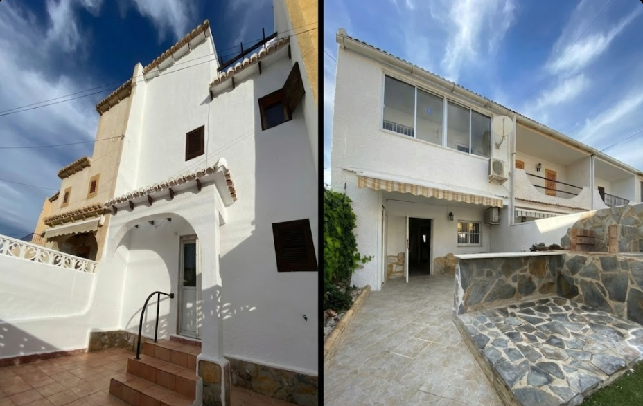 Kaks erinevat valget maja kõrvutatud ühele pildile