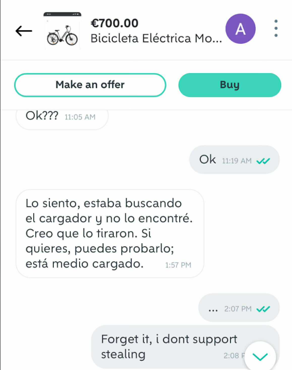 Wallapopi äppist kuvatõmmis